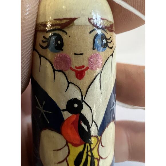 Russian Matryoshka Nesting Doll Hand Painted Christmas Ornament Vintage 3” - Picture 5 of 9